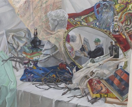 合澤萌果　「自画像のある静物画」　<br class="hidden-sp">油彩　F100号