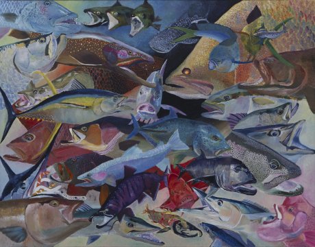 亀田虎太郎　「魚図鑑」　油彩　<br class="hidden-sp">F50号